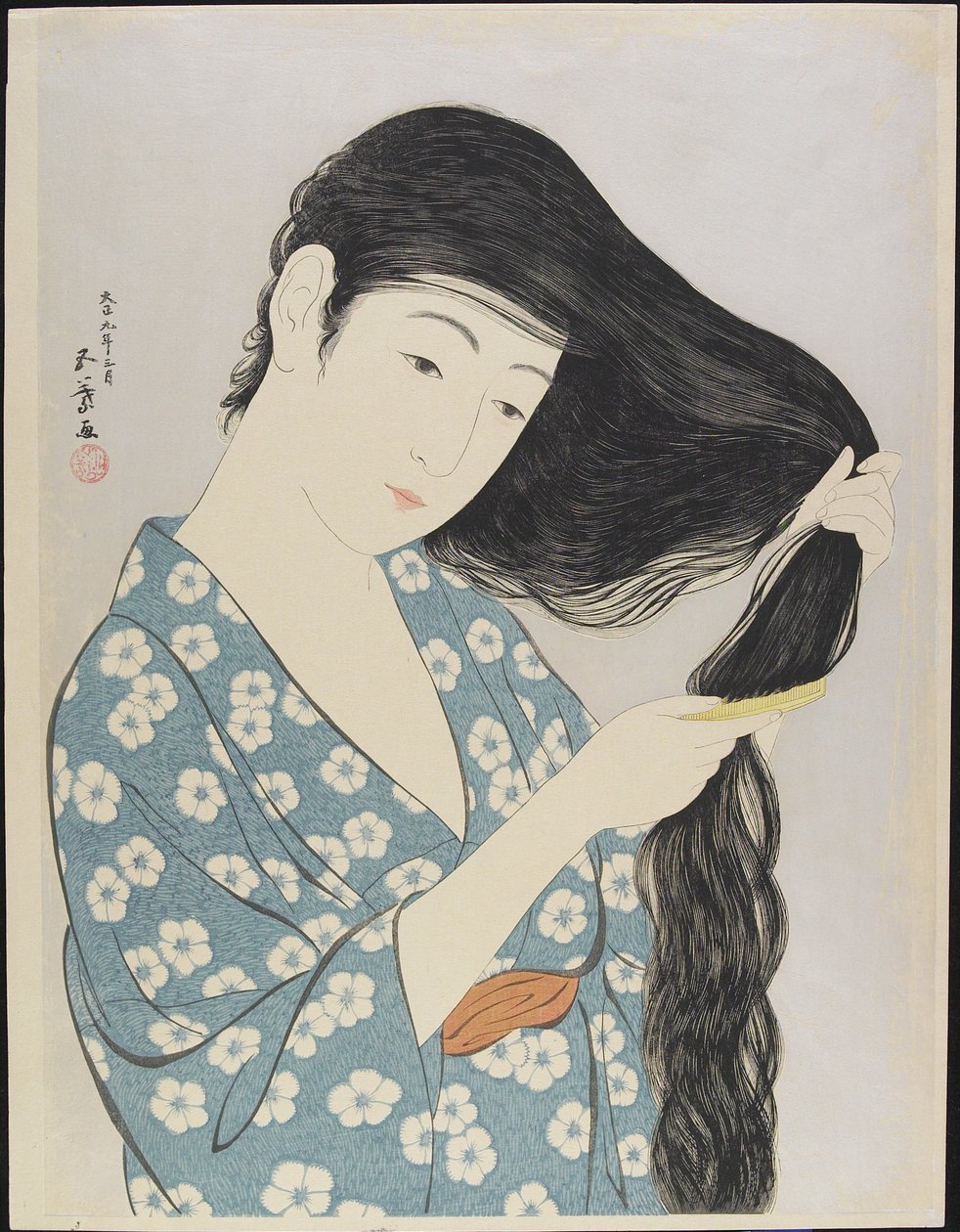 Woman Combing Her Hair by Goyo Hashiguchi