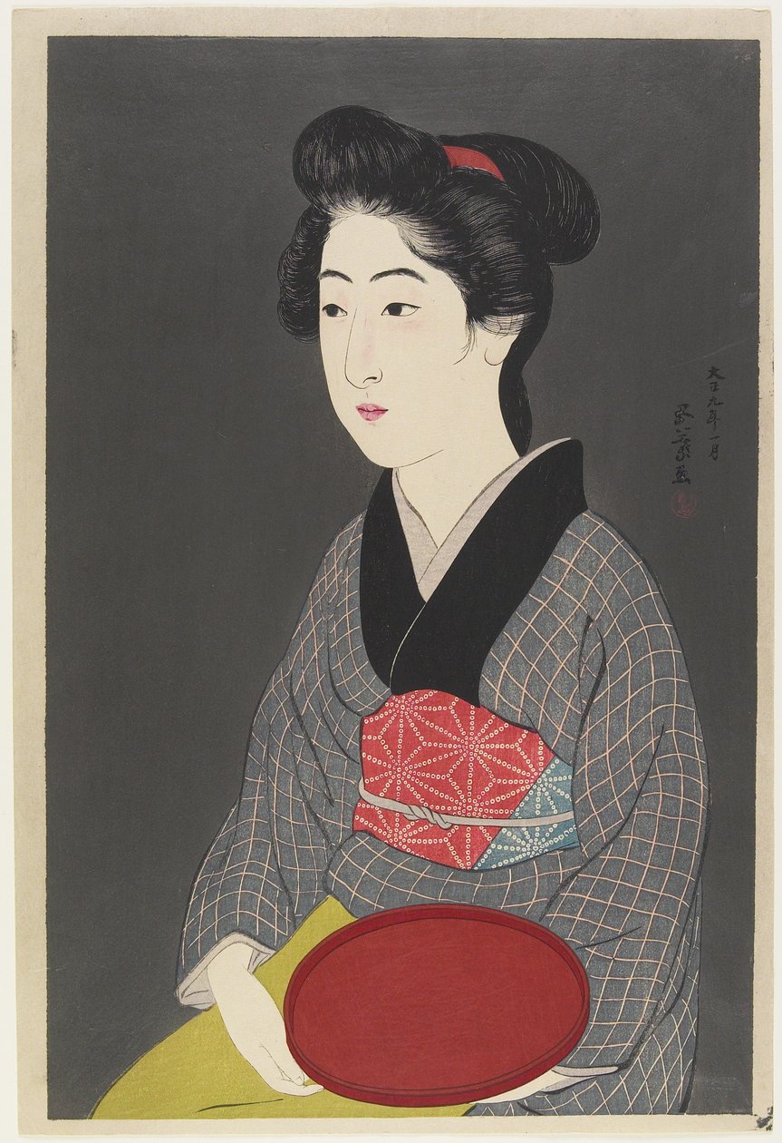 Woman Holding a Tray by Goyo Hashiguchi