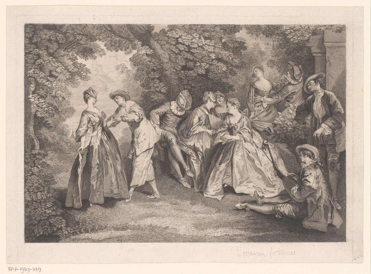 Park Landscape with Elegant Company by Gérard Jean Baptiste Scotin (II)