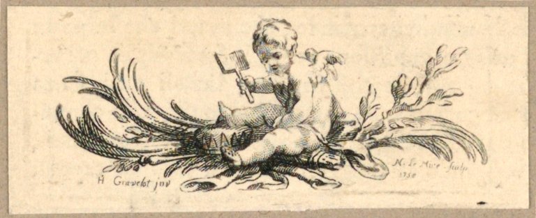 Tailpiece, Putto with Shovel by Gravelot