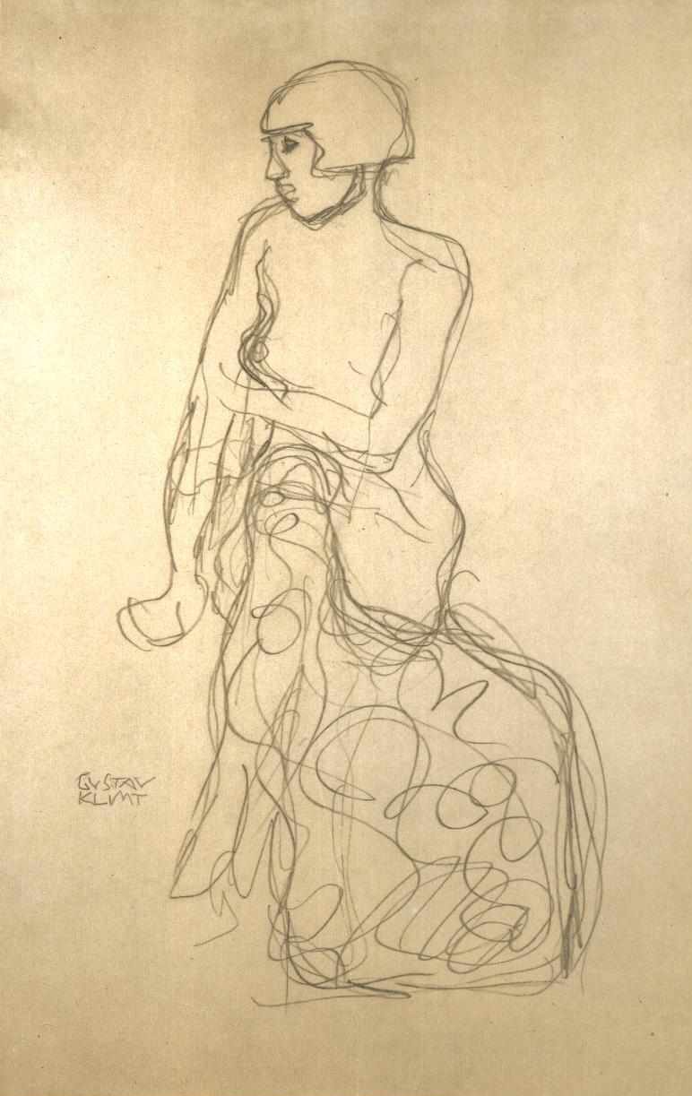 Half-Nude Facing Left by Gustav Klimt