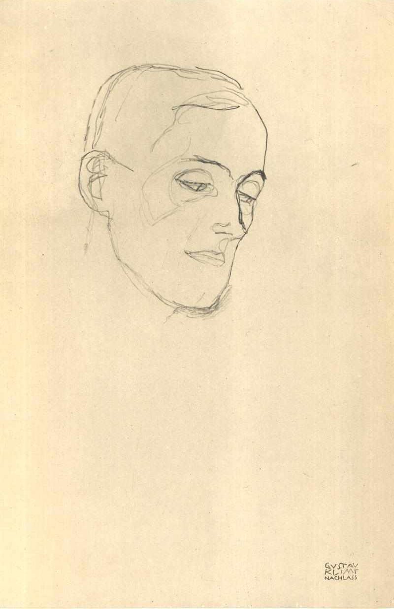 Head Study in Three-Quarter Profile by Gustav Klimt