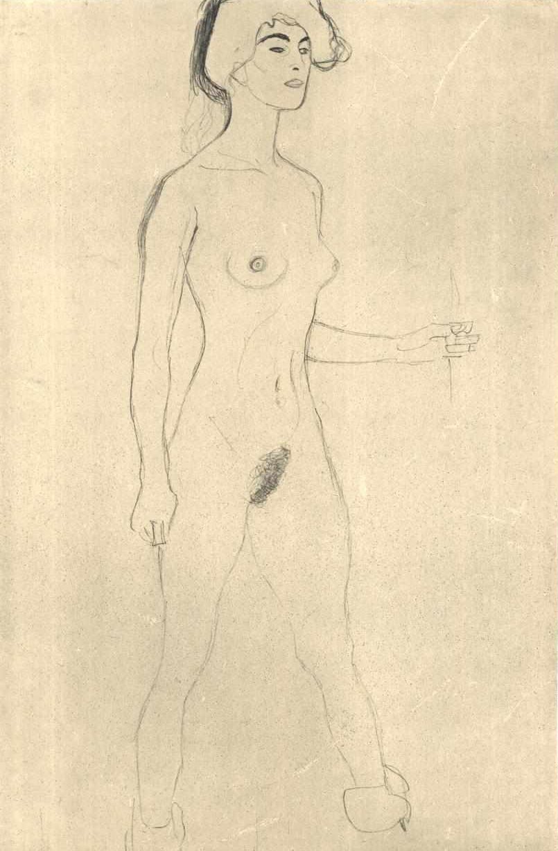 Walking Nude by Gustav Klimt