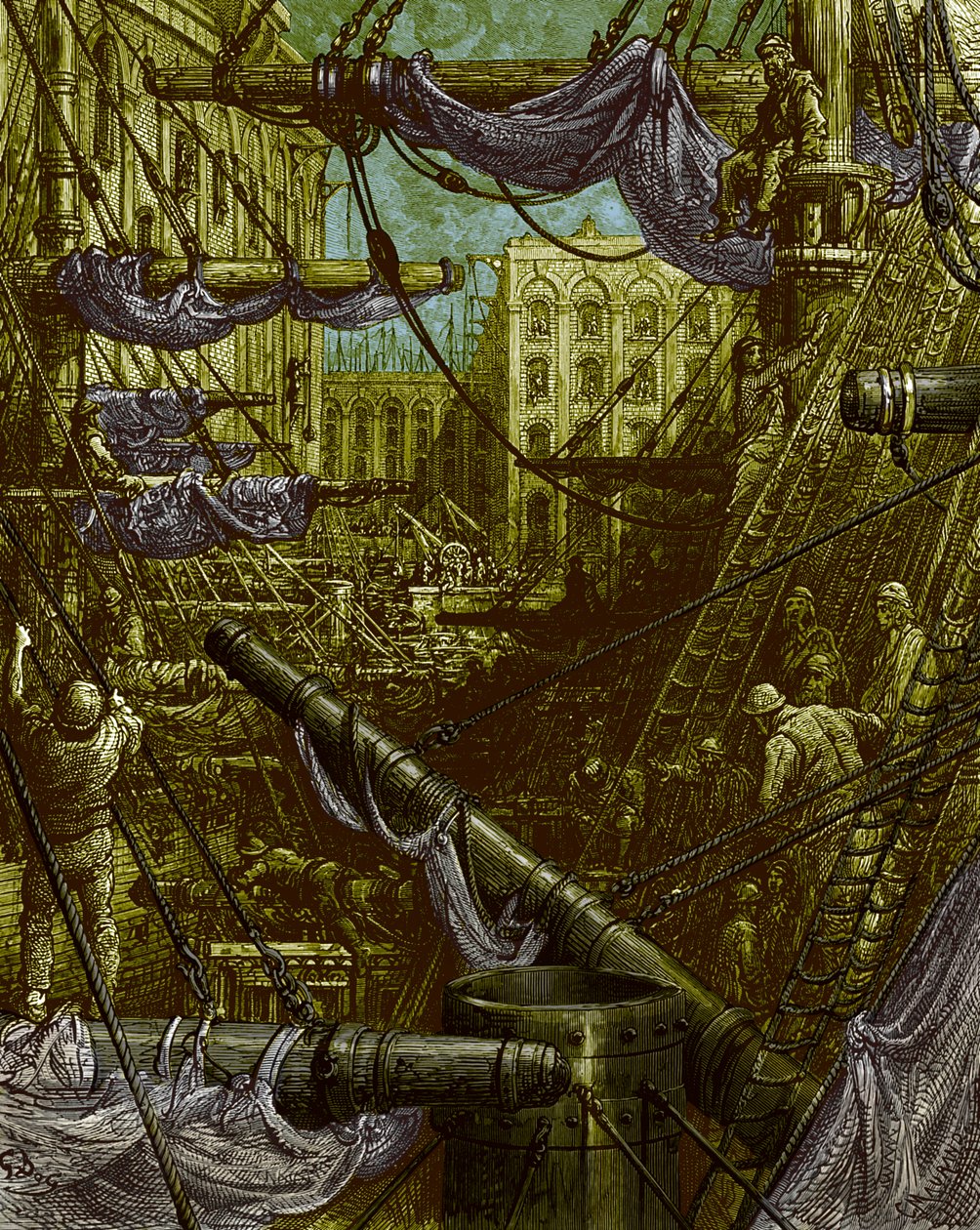 Inside the Docks by Gustave Dore
