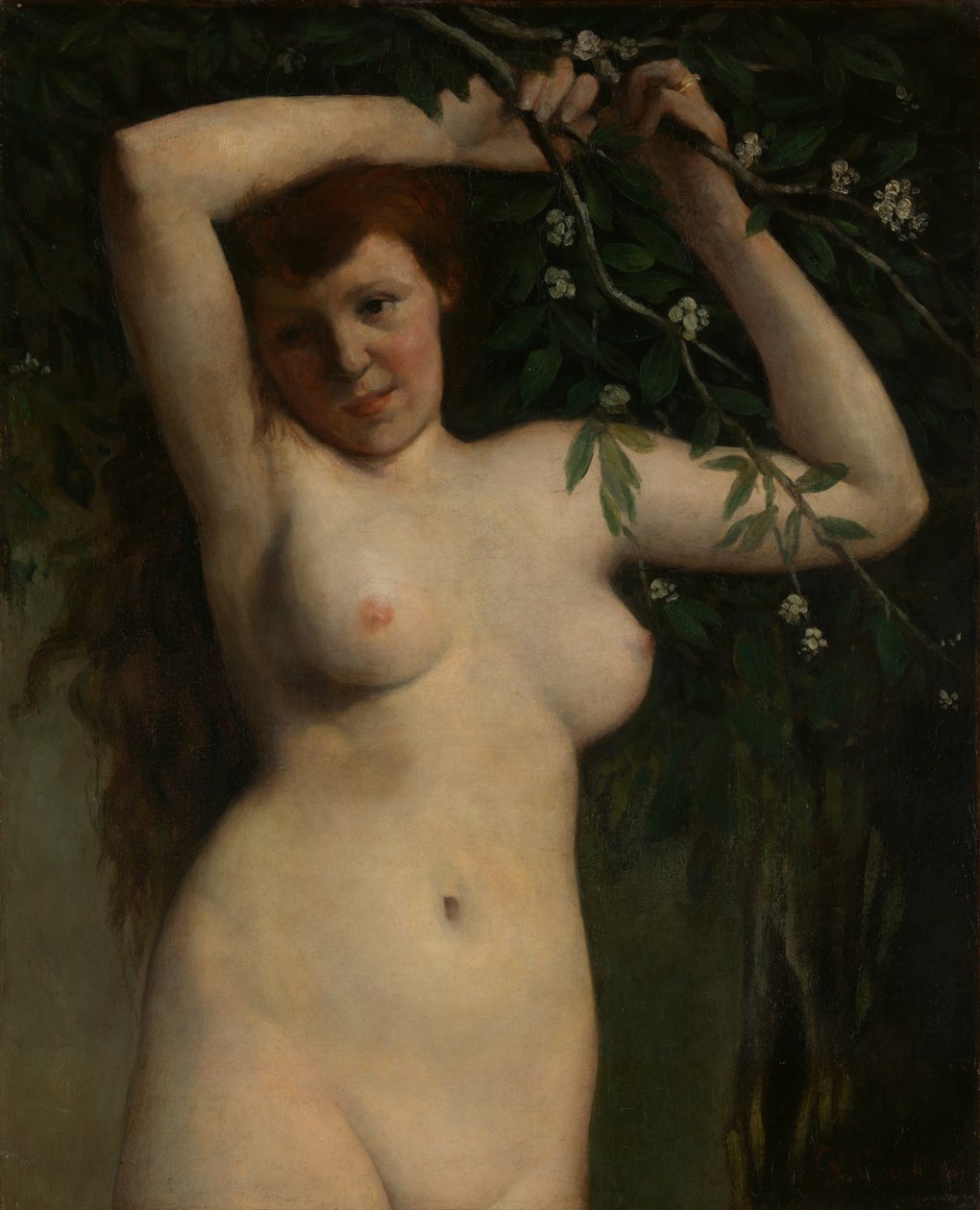 Nude with Flowering Branch by Gustave Courbet