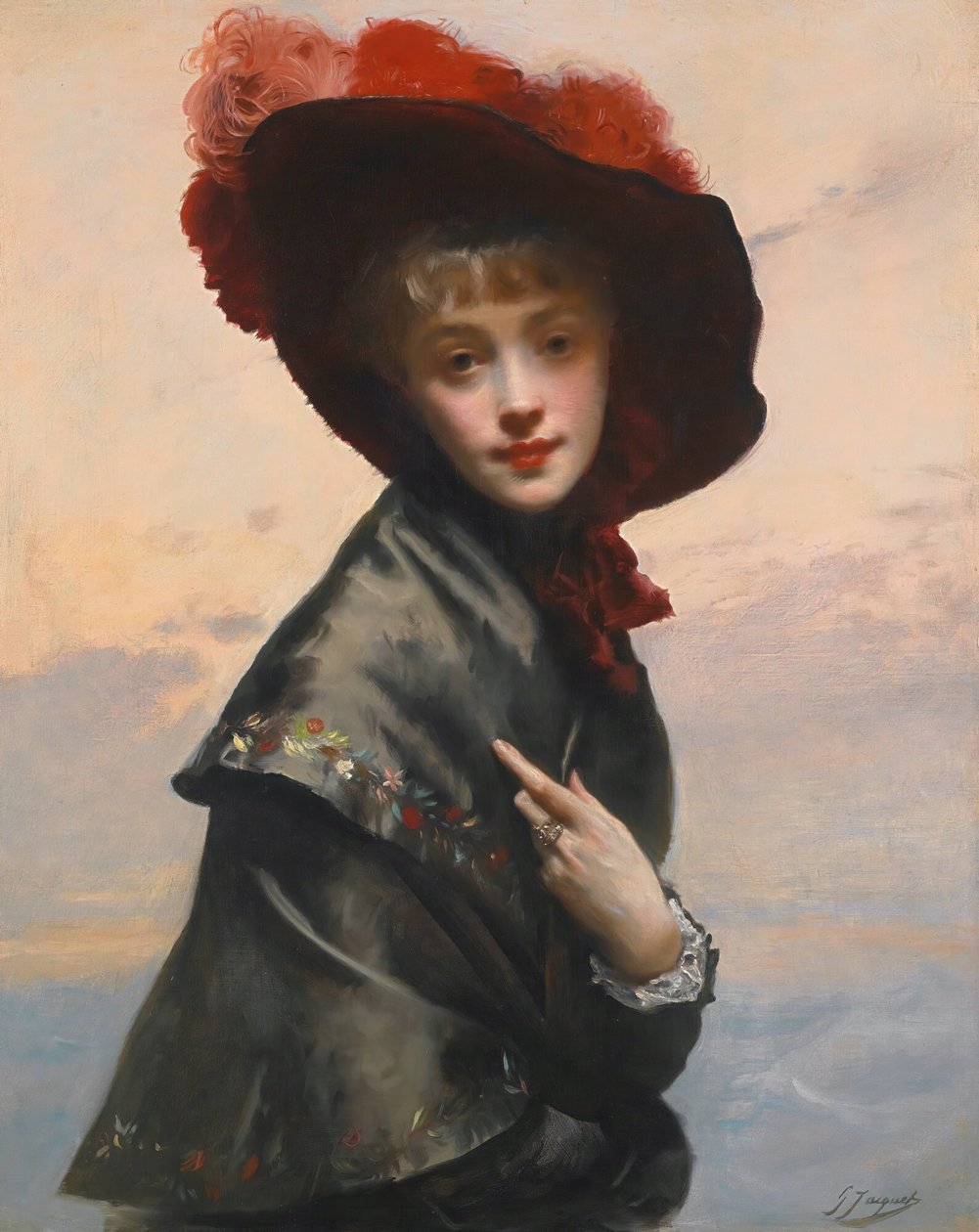 Lady with a Hat by Gustave Jean Jacquet