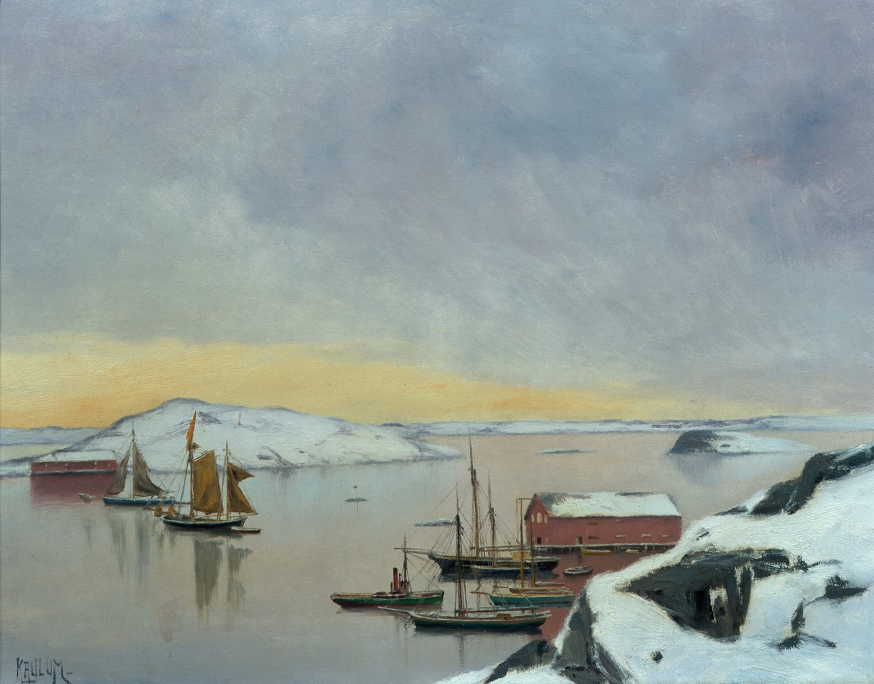 Boats in Harbor by Haakon Kaulum