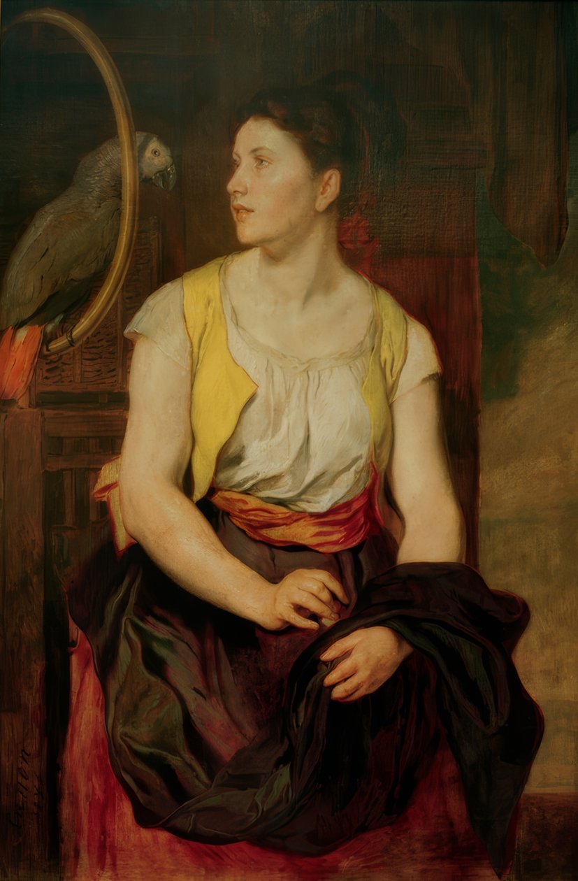 Girl with Parrot by Hans Canon