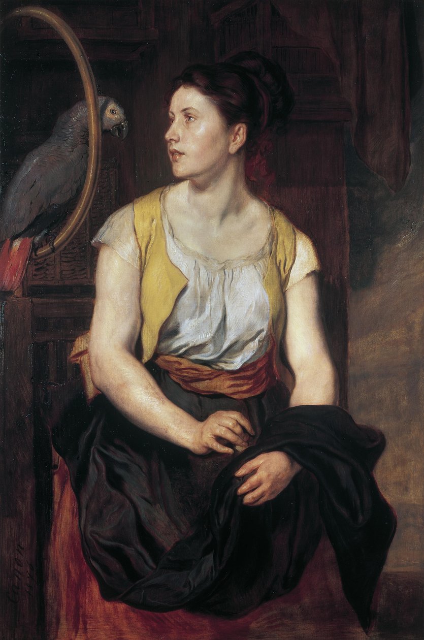 Girl with Parrot by Hans Canon