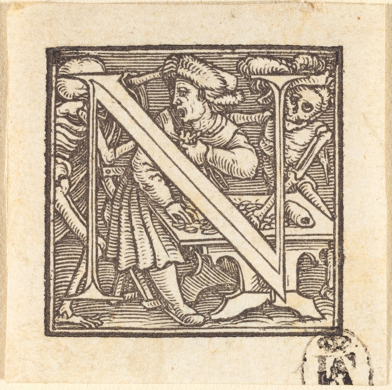 Letter N by Hans Holbein der Jüngere