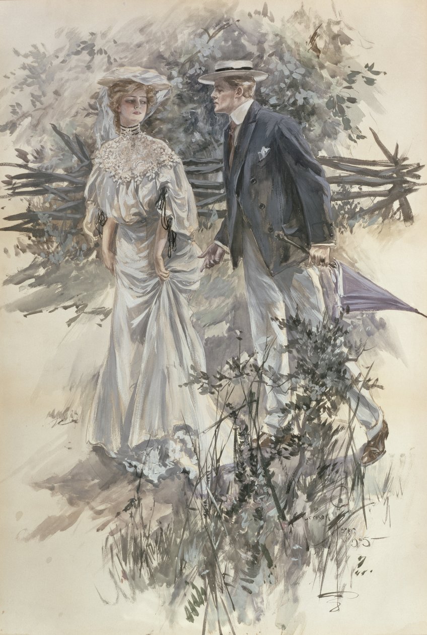The Garden Walk by Harrison Fisher