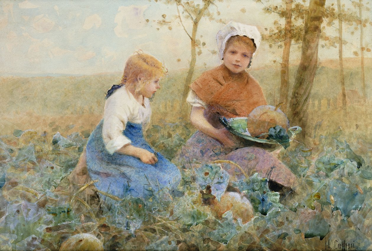 Gathering Pumpkins by Hector Caffieri