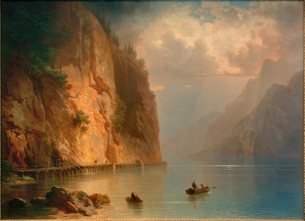Mountain Lake with Steep Rock Wall by Heinrich Heinlein