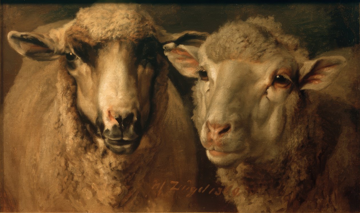 Two Sheep by Heinrich von Zügel