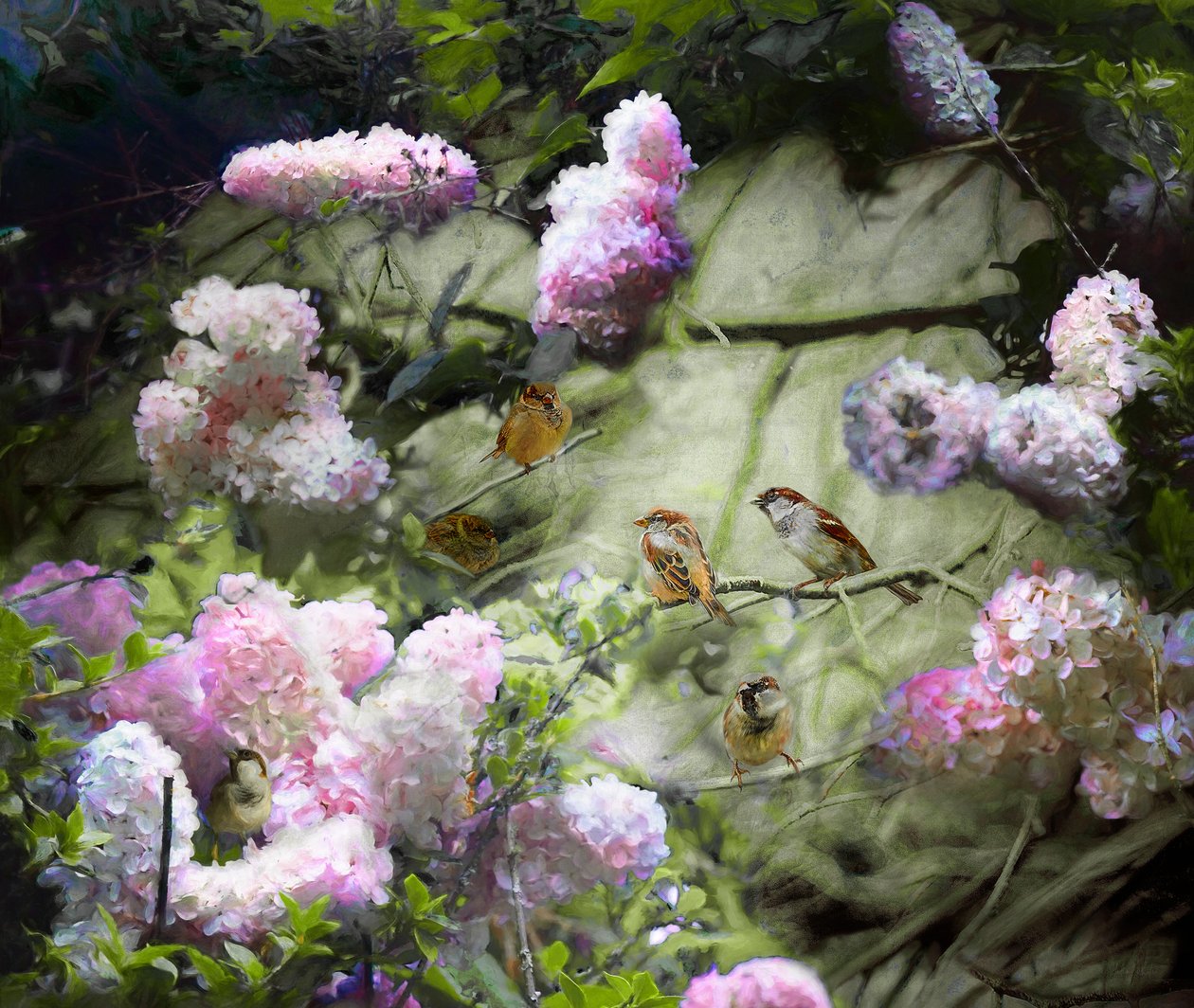 Spring Sparrows by Helen White
