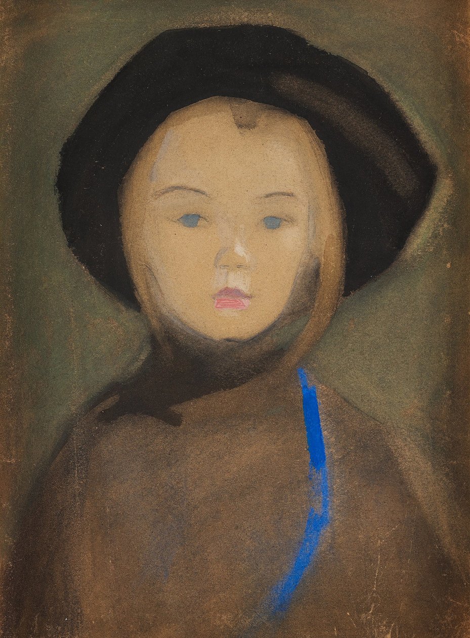 Girl with Blue Ribbon by Helene Schjerfbeck