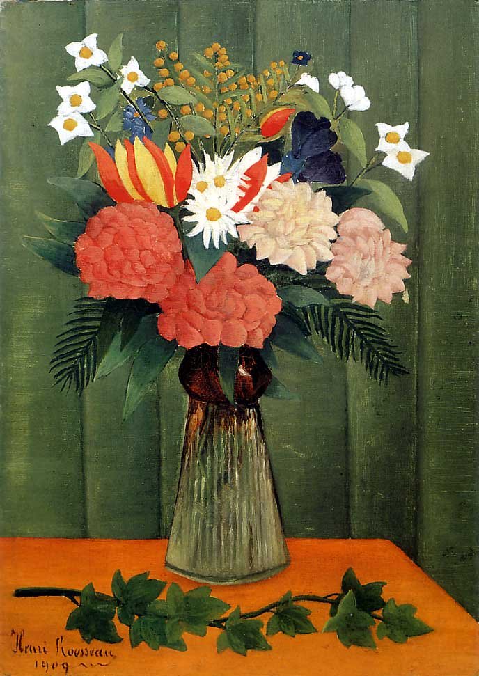 Bouquet of Flowers with an Ivy Branch by Henri Rousseau