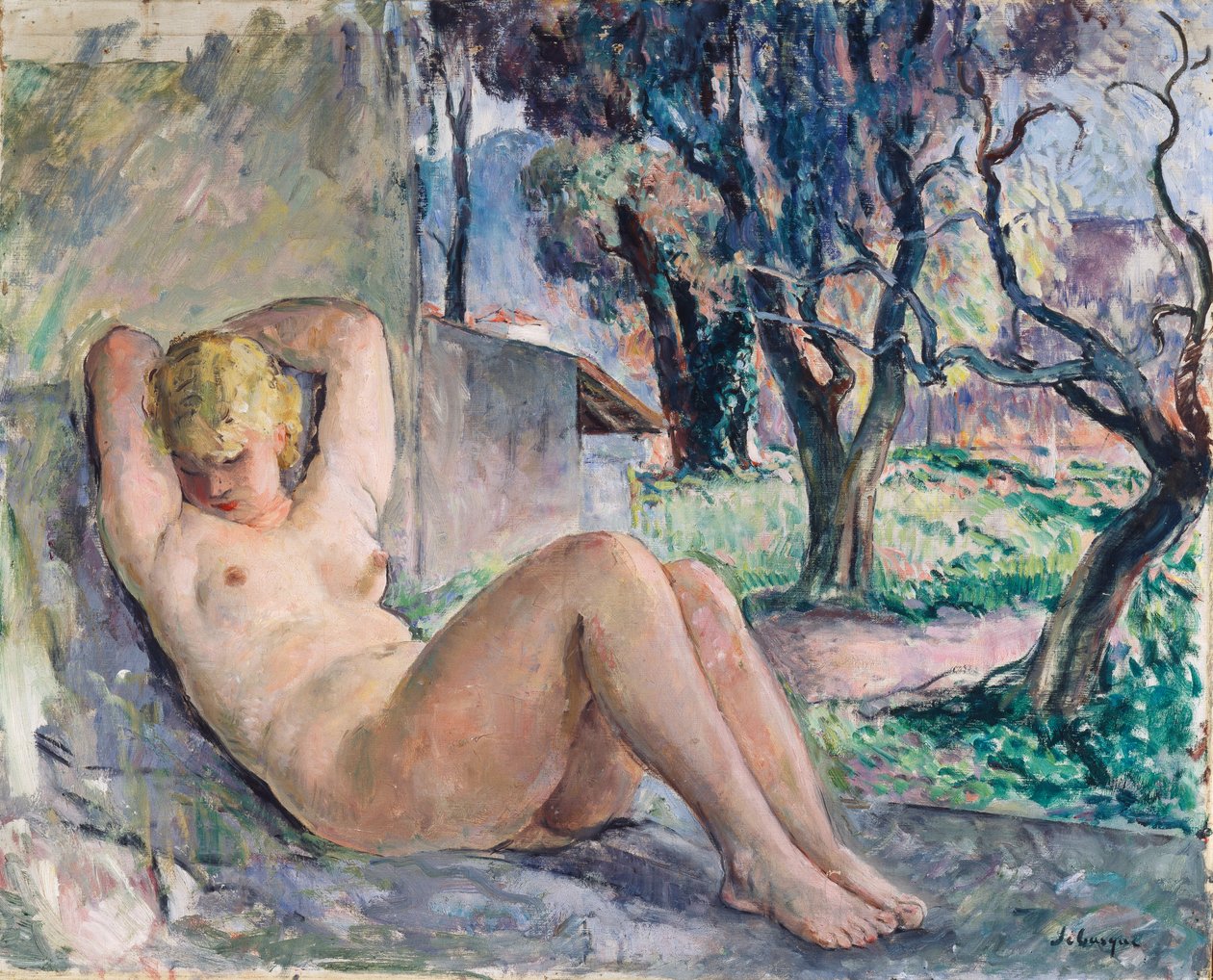 Nude Lying in a Garden by Henri Lebasque