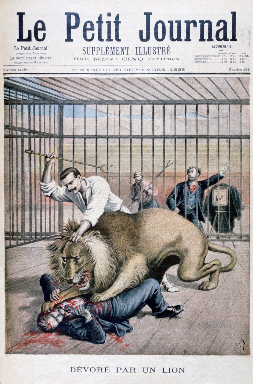 Lion Attack, 1895 by Henri Meyer