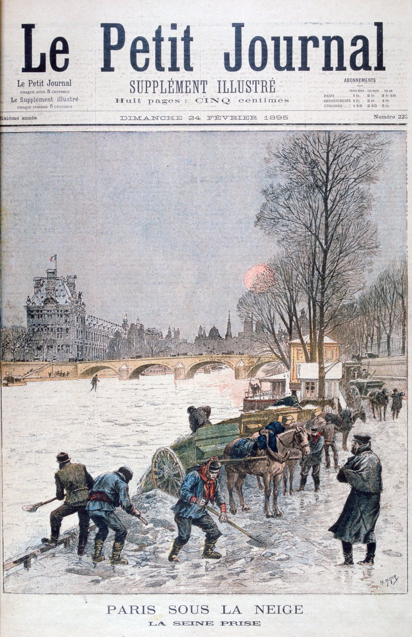 The frozen Seine, winter, Paris by Henri Meyer