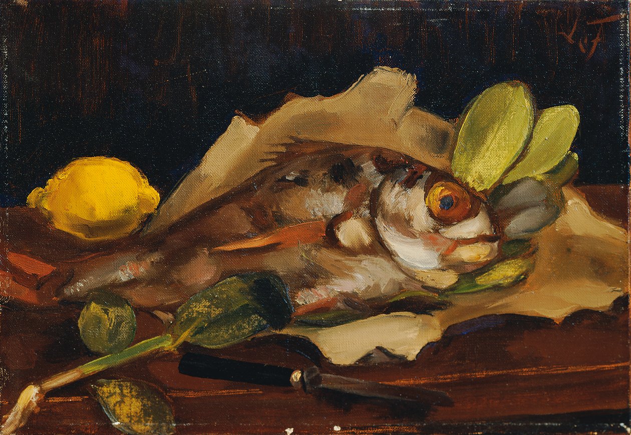 Fish Still Life with Lemon by Henri Victor Gabriel Le Fauconnier