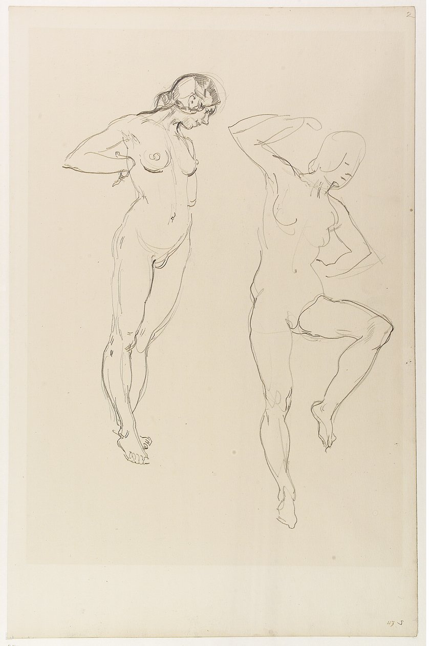 Nude female figure, standing on Tip-toe by Henry Tonks