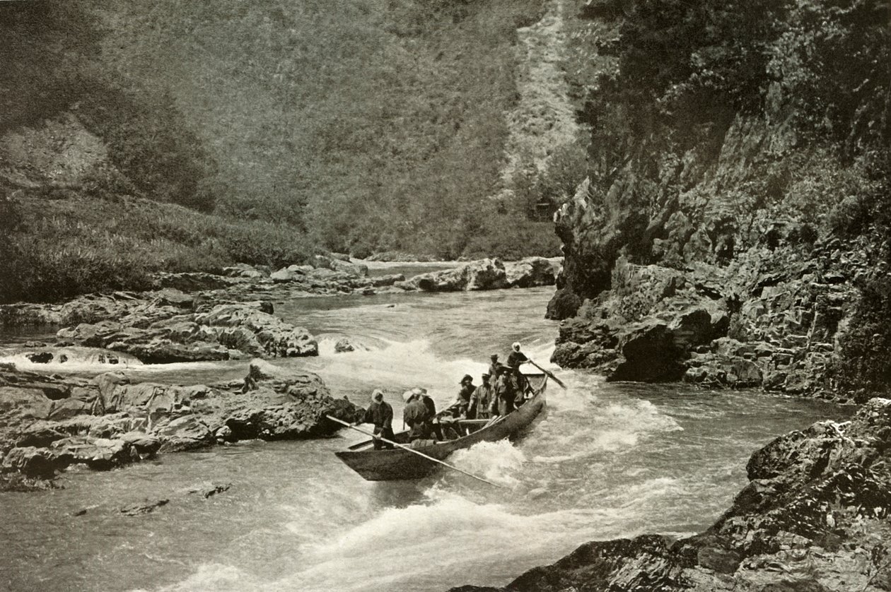 Shooting the Rapids of the Katsura-Gawa by Herbert Ponting