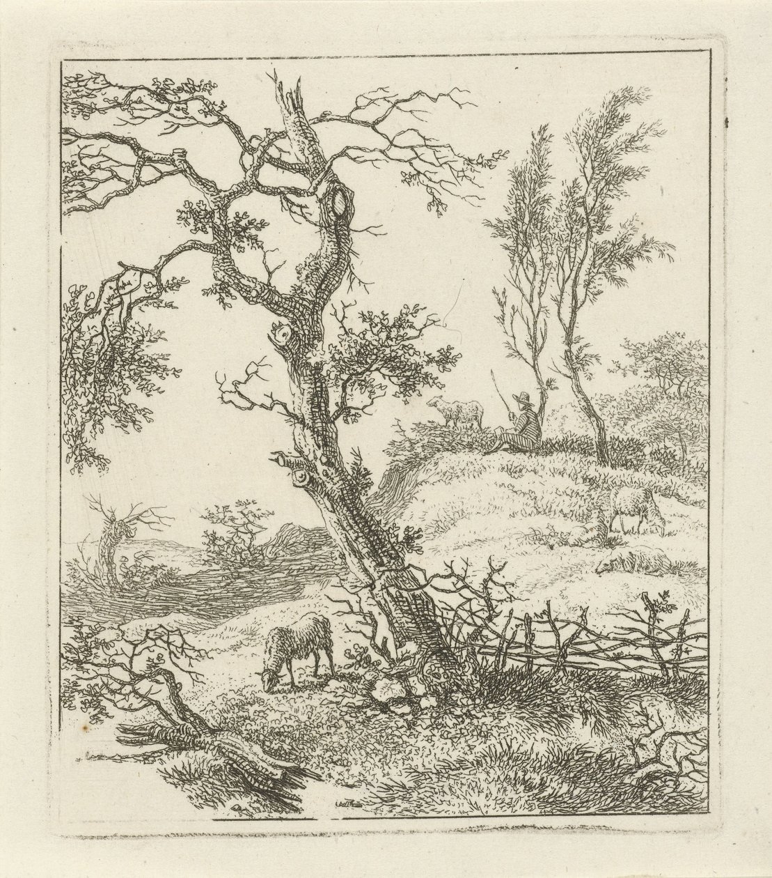 Landscape with Shepherd on Hill by Hermanus Fock