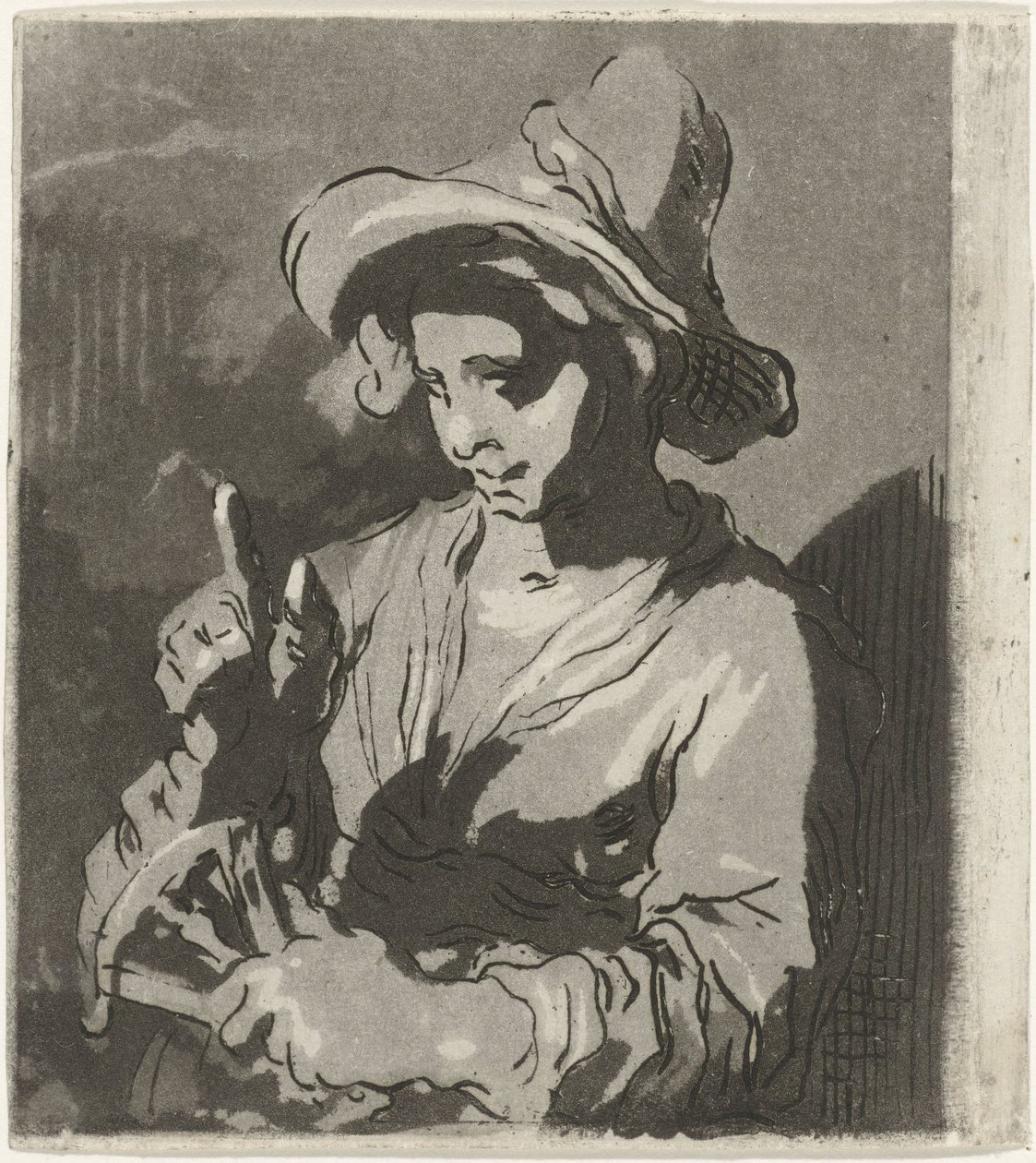 Woman with Fan by Hermanus Fock