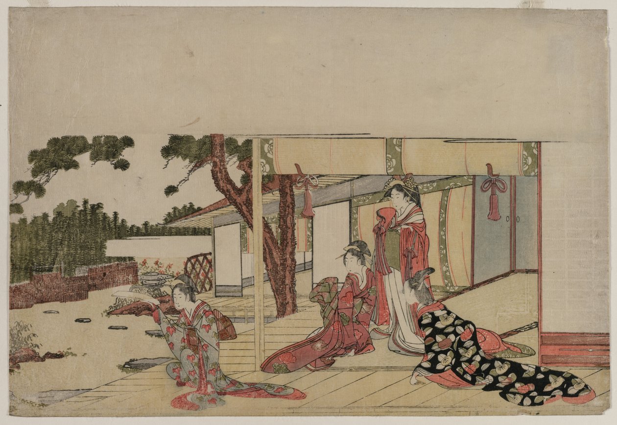 Women on a Veranda by Hishikawa Sori III