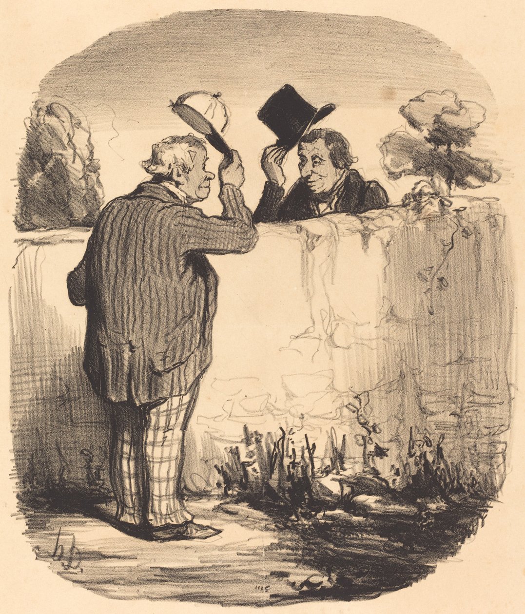 Two Good Neighbors by Honoré Daumier