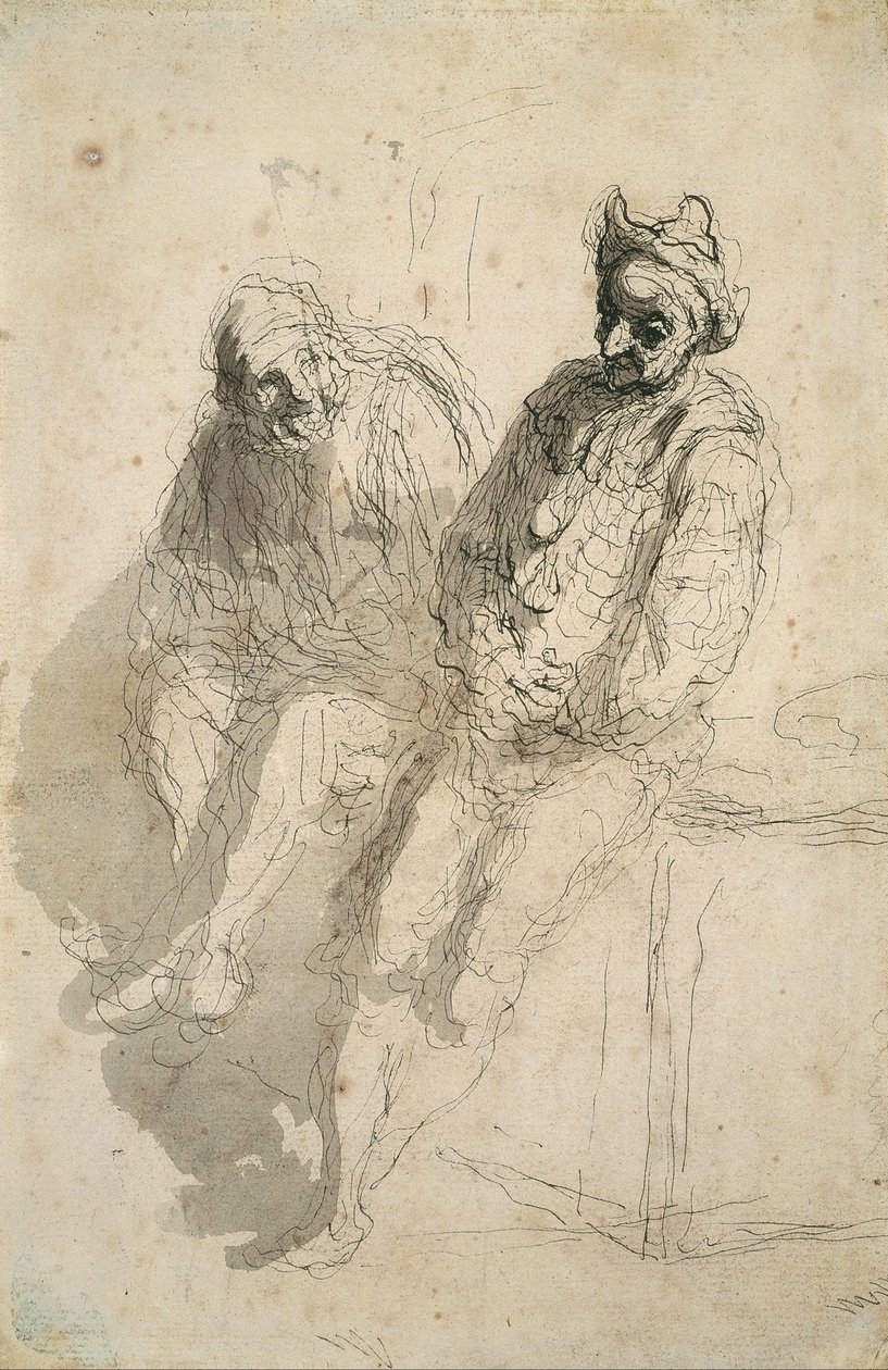 Two Saltimbanques by Honoré Daumier