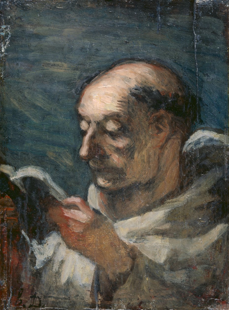 Monk Reading by Honoré Daumier