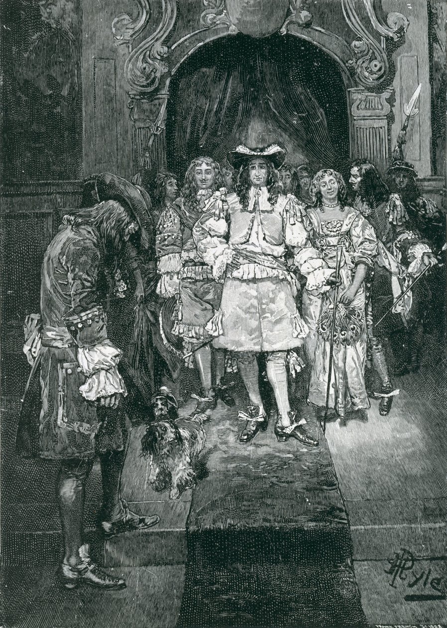 Quaker and King at Whitehall, engraved by Frank French, illustration from 