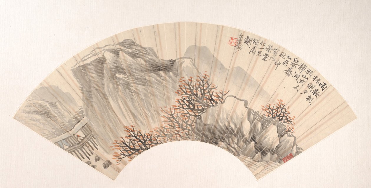 Landscape, dated 1885 by Hu Yuan