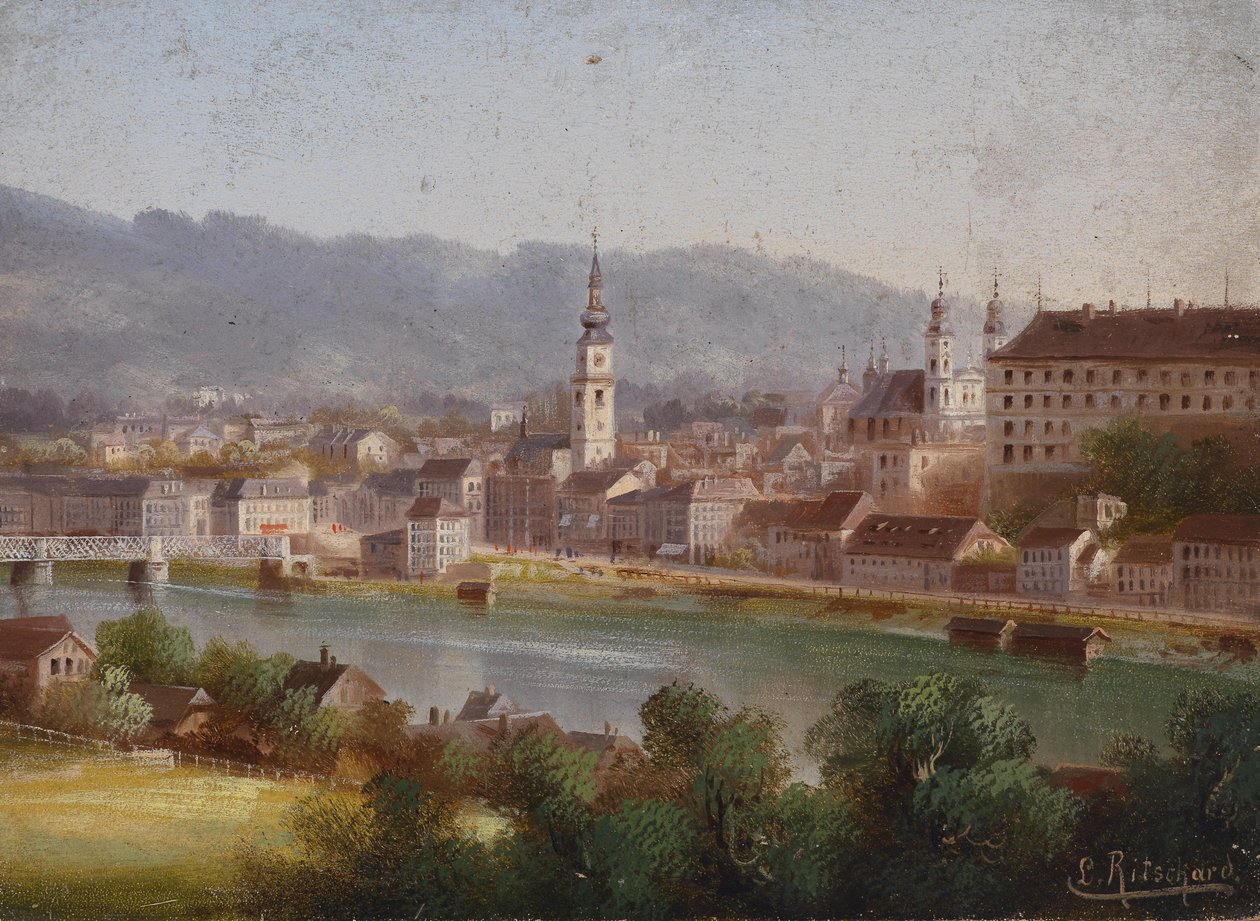 View of Linz by Hubert Sattler