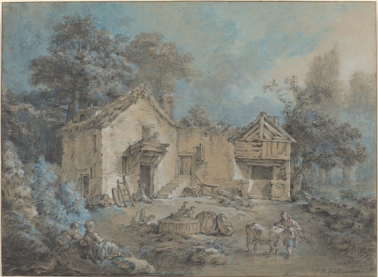 Farm Scene by I Jean Baptiste Hüet