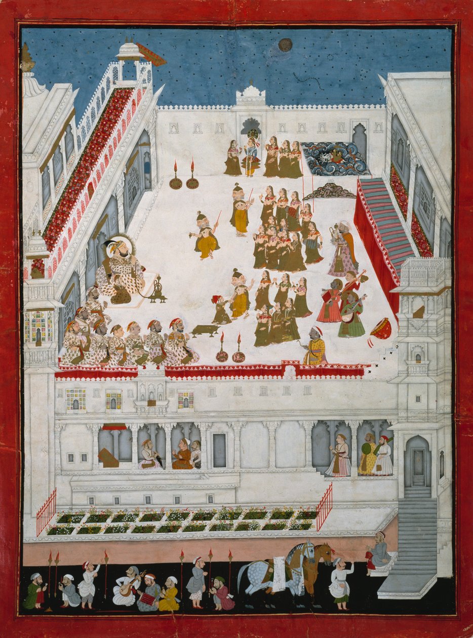 Maharana Jagat Singh II and Nobles Watching the Raslila Dance Dramas by Indian School