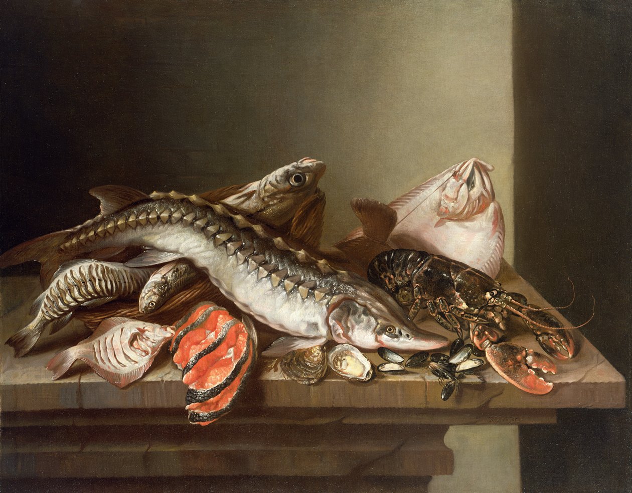 Still Life of Fish on a Table by Isaac van Duynen