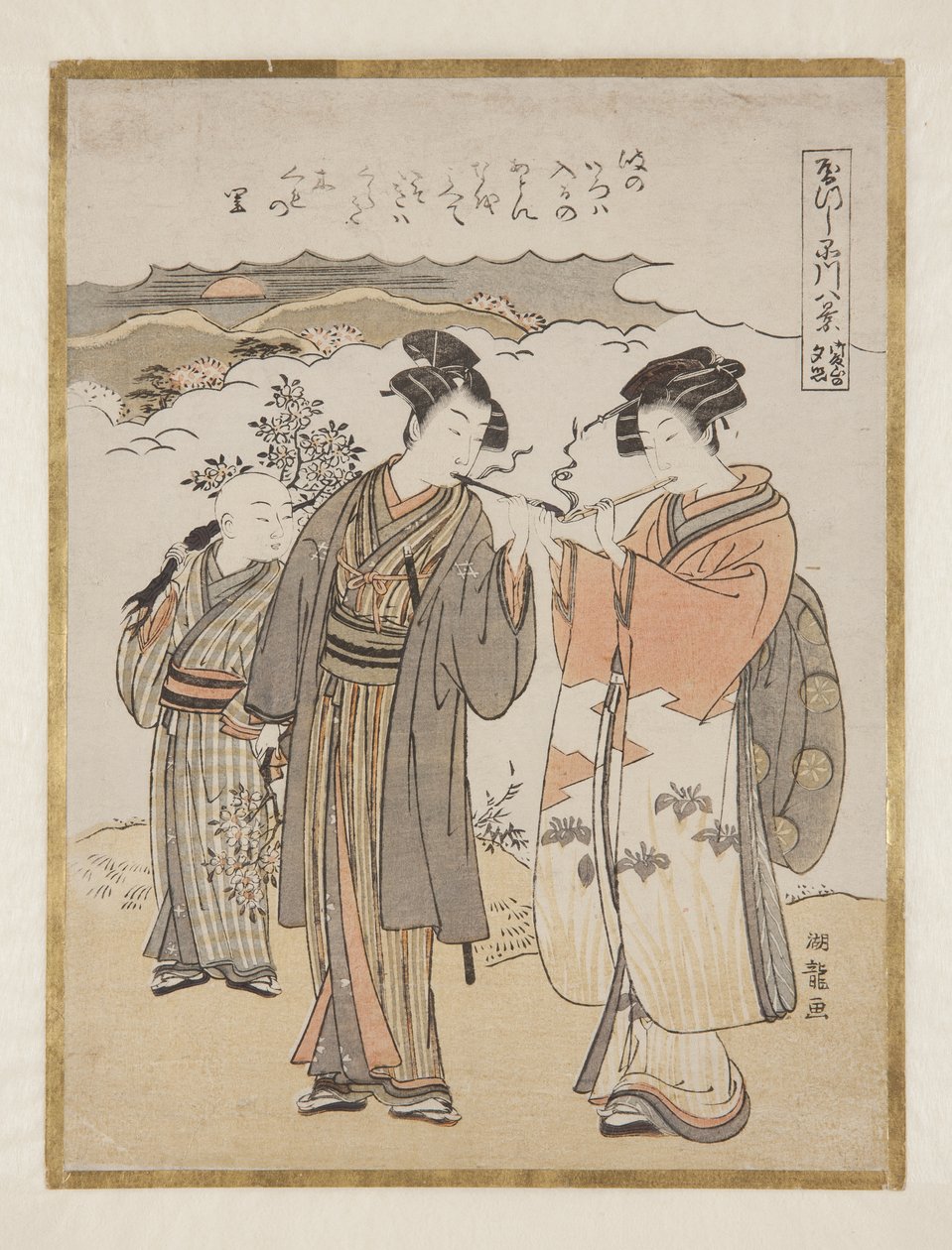 Sunset at Kawari by Isoda Koryusai