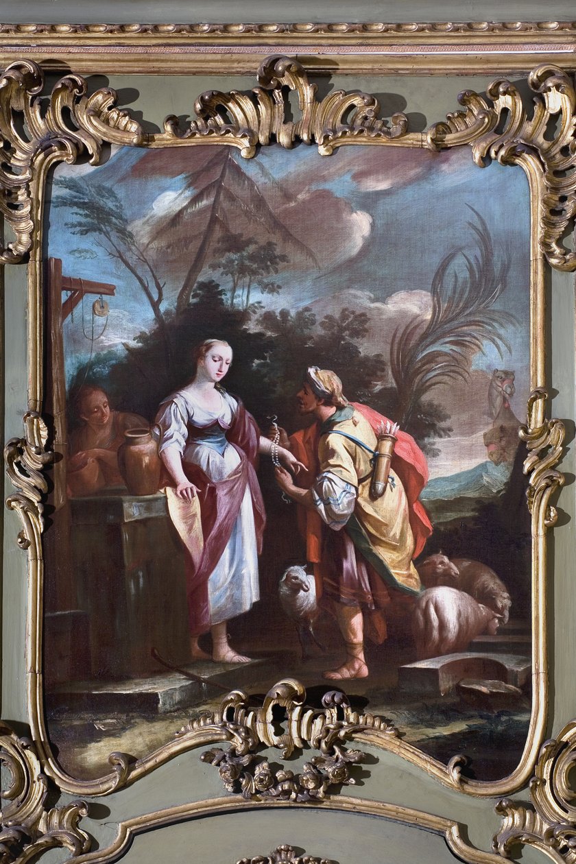 Rebecca at the well by Italian School