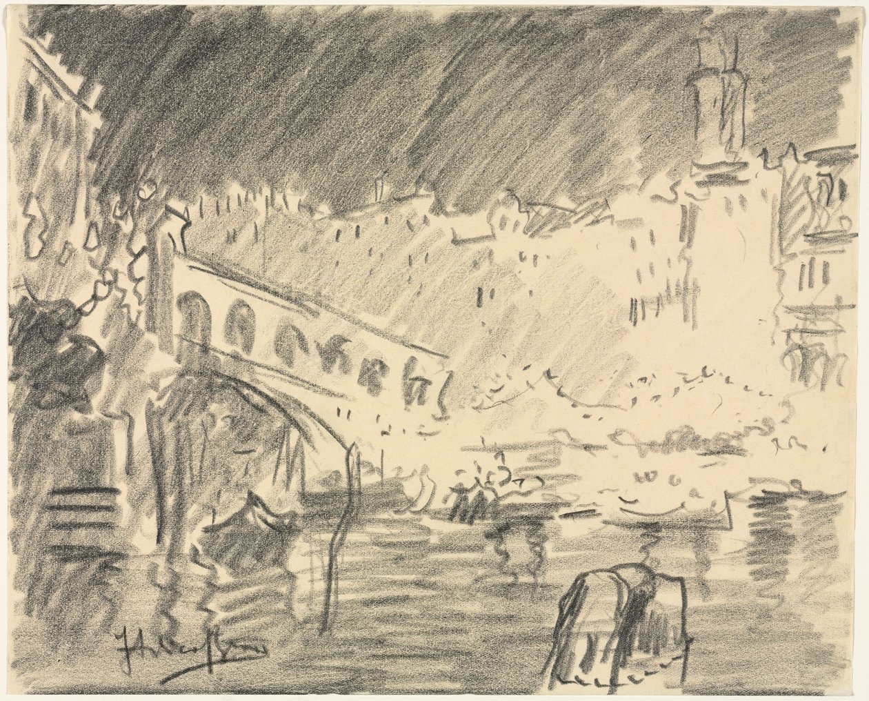 The Rialto Bridge by Italico Brass