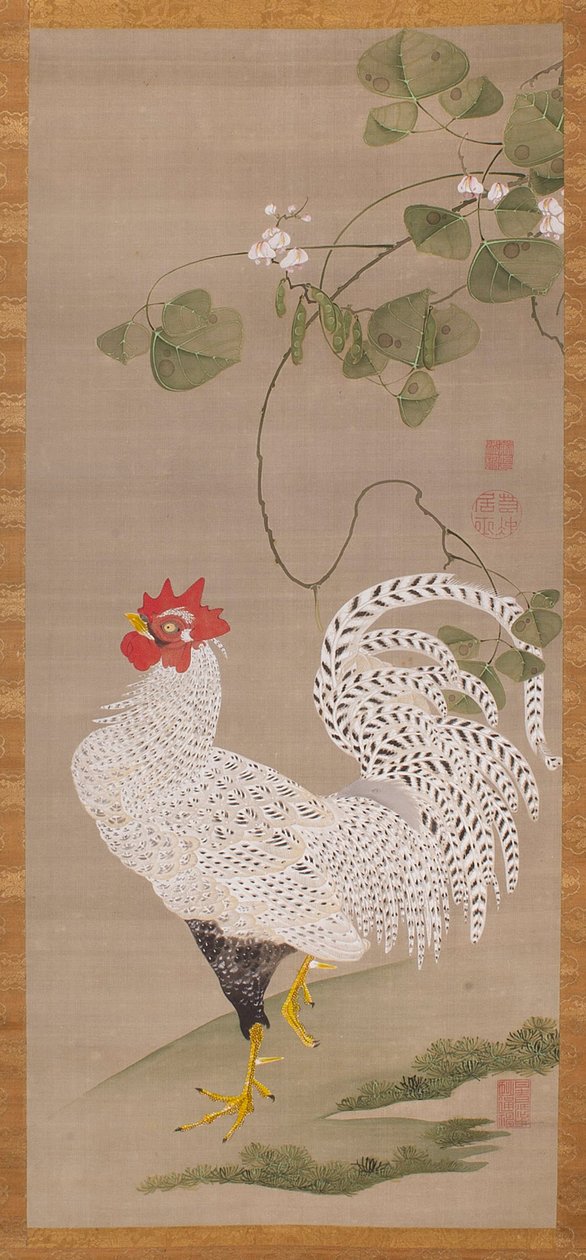 Hanging Scroll (white rooster) by Ito Jakuchu