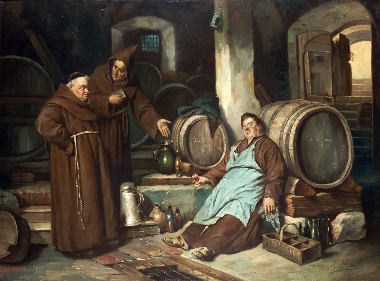Monks in a Cellar, 1873 by J. Haier