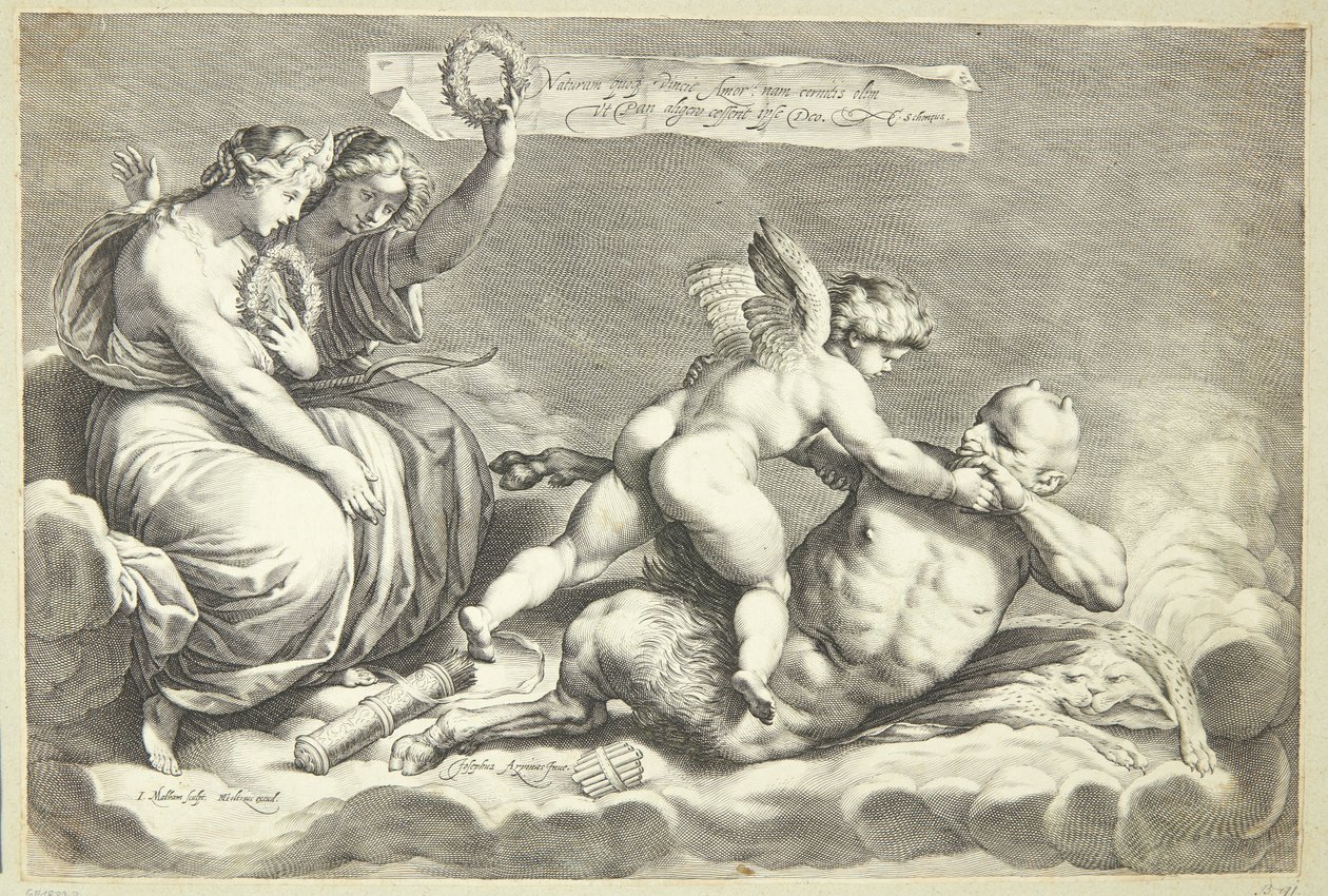 Cupid Conquers Pan by Jacob Matham