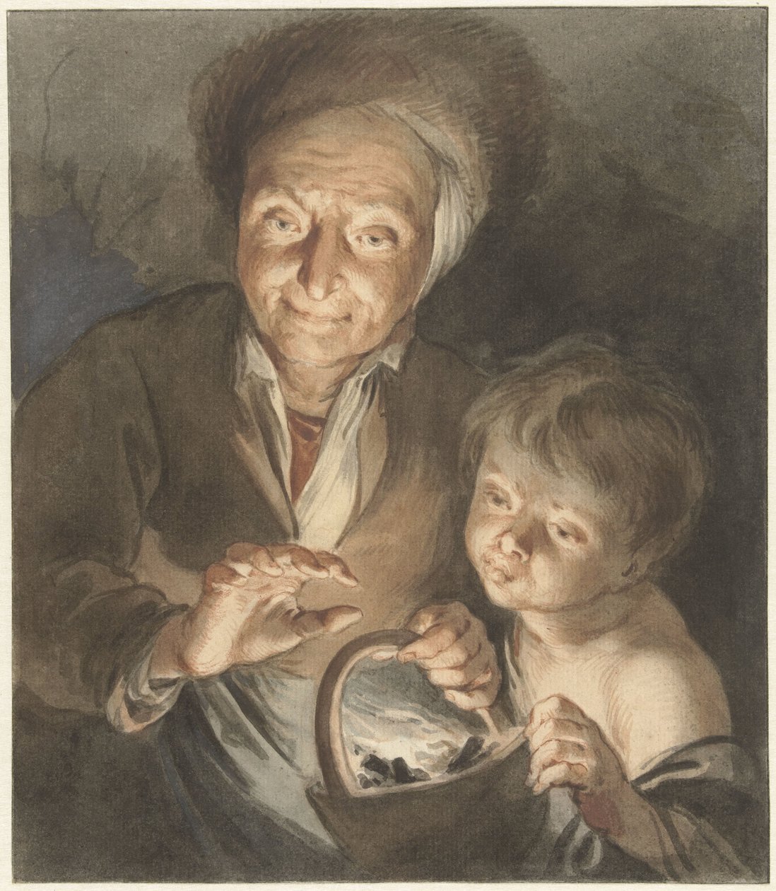 Old Woman with Child and Fire Test by Jacob de Wit