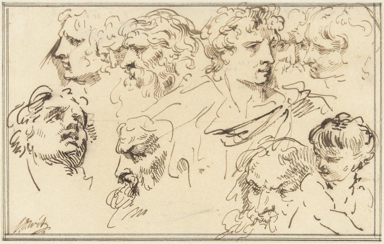 Study Sheet with Ten Heads by Jacob de Wit