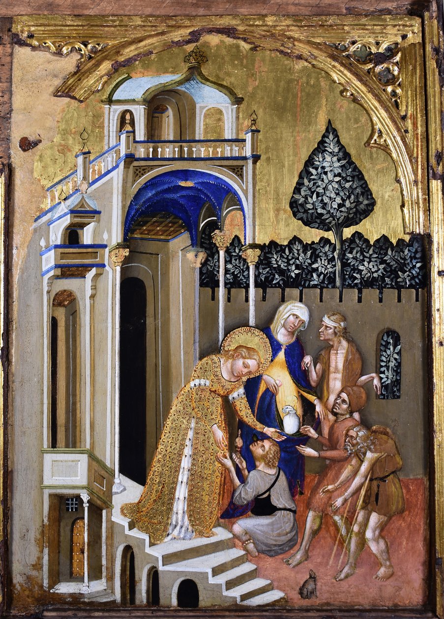 Lucia gives alms, c.1410 by Jacobello del Fiore.