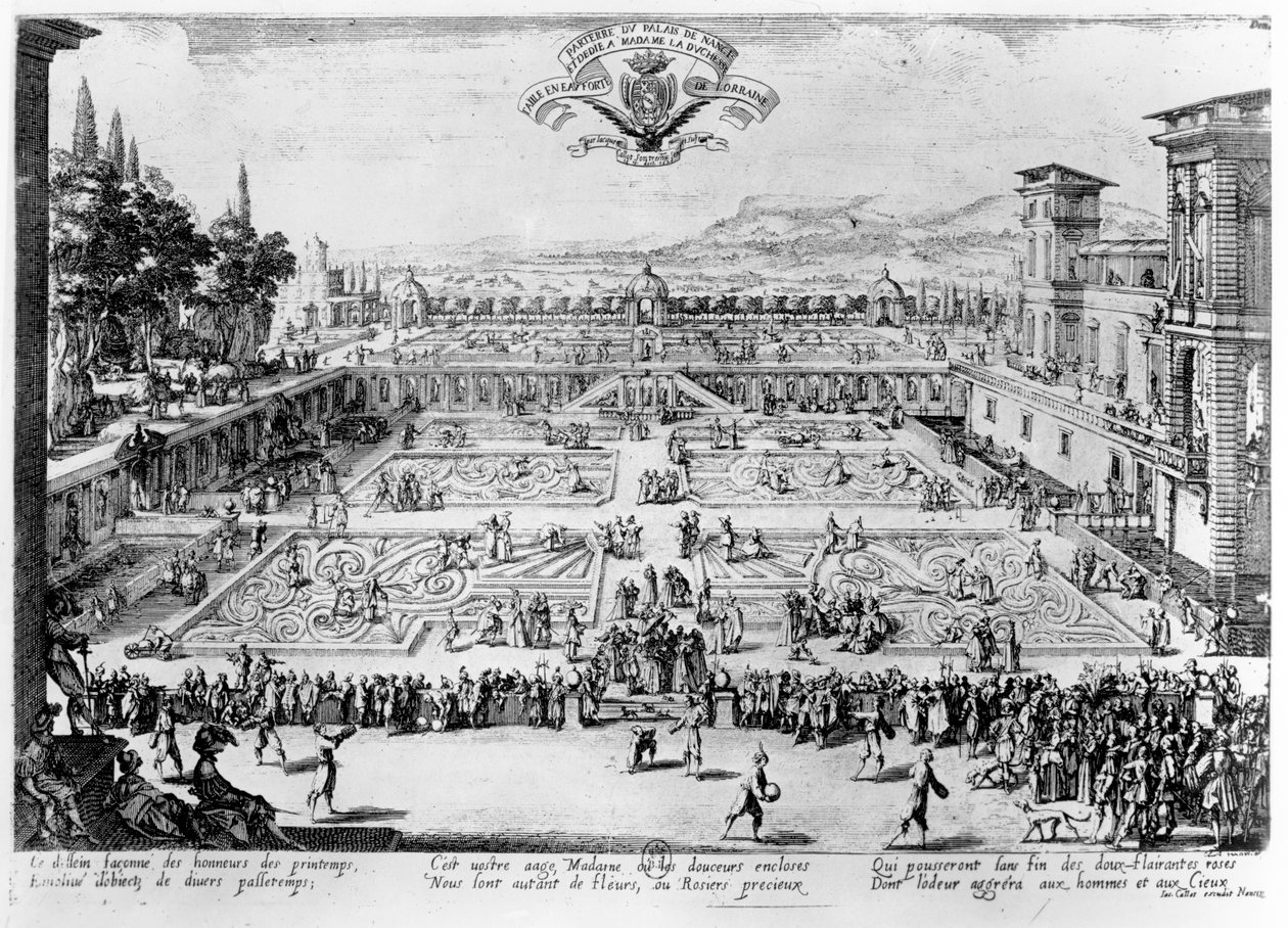 The Garden at the Palais de Nancy, dedicated to the Duchess of Lorraine, 1624 by Jacques Callot