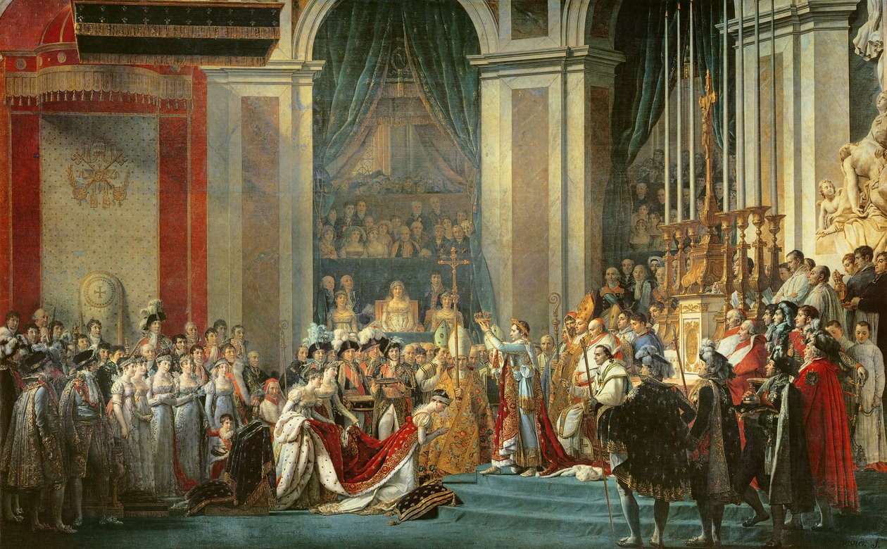 The Consecration of the Emperor Napoleon and the Coronation of the Empress Josephine by Pope Pius VII, 2nd December 1804, 1806-7 by Jacques Louis David